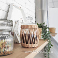 Wicker decorated glass jar with Glass lid